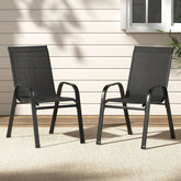 Gardeon 2 Piece Outdoor Dining Chairs Stackable Lounge Chair Patio Furniture Black