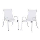 Gardeon 2PC Outdoor Dining Chairs Stackable Lounge Chair Patio Furniture White