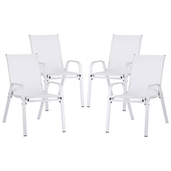 Gardeon 4PC Outdoor Dining Chairs Stackable Lounge Chair Patio Furniture White