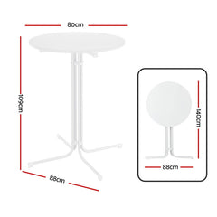 Gardeon Outdoor Bar Table Round Folding Desk Top 109cm Patio Furniture White