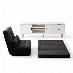 Artiss Sofa Bed Adjustable Floor Chair & TV Unit 120cm Entertainment Cabinet Set