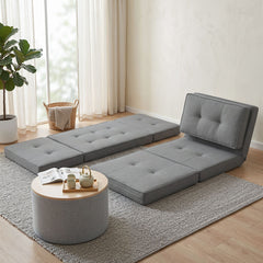 Artiss Recliner Adjustable Floor Chaise Lounge & Ottoman Foot Rest Grey Set