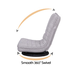 Ariss Swivel Floor Chair 360 Adjustable Foldable Lounge Seat Floor Sofa Chair Grey