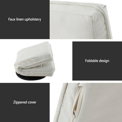Artiss 2XFloor Chair Lounge Sofa Swivel Foldable Linen White