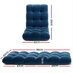 Artiss 2 Piece Floor Lounge Sofa Bed Flannel Fabric Navy