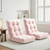 Artiss 2 Piece Floor Lounge Sofa Bed Flannel Fabric Pink