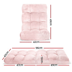 Artiss 2 Piece Floor Lounge Sofa Bed Flannel Fabric Pink