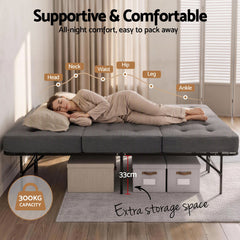 Giselle Double Folding Bed with Mattress Metal Frame Guest Bed 15cm Foam