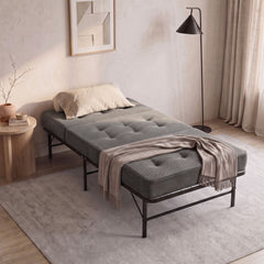 Giselle Single Folding Bed with Mattress Metal Frame Guest Bed 15cm Foam