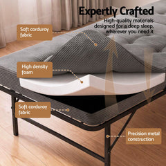 Giselle Single Folding Bed with Mattress Metal Frame Guest Bed 15cm Foam
