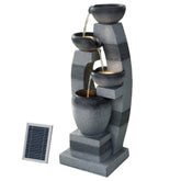 Gardeon Solar Fountain Water Feature Outdoor Fountain Indoor 3-Tier Bowl Cascading Grey