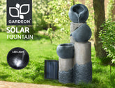 Gardeon Solar Water Feature Cascading Fountain 3-Tier Pot LED Lights 76CM Grey