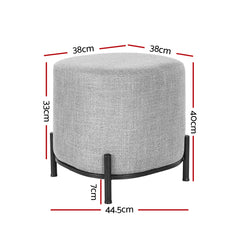 Artiss Ottoman Foot Stool Square Linen Grey Free Delivery