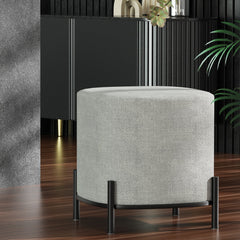 Artiss Ottoman Foot Stool Square Linen Grey Free Delivery