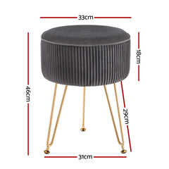 Artiss Ottoman Foot Stool Vanity Velvet Round Free Delivery