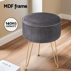 Artiss Ottoman Foot Stool Vanity Velvet Round Free Delivery