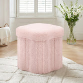 Artiss Storage Ottoman Foot Stool Foldable Pink - Free Delivery