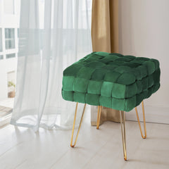 Artiss Ottoman Foot Stool Vanity Woven Velvet Free Delivery