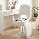 Artiss Storage Ottoman Vanity Stool Foot Stool Folding Back White