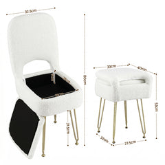 Artiss Storage Ottoman Vanity Stool Foot Stool Folding Back White