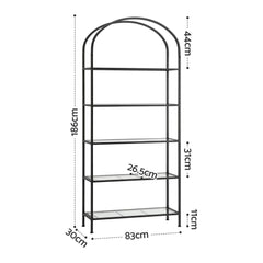 Artiss 5 Tiers Bookshelf Industrial Etagere Bookcase Display Shelf Black