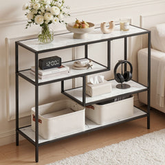 Artiss Console Table Entryway Hallway Marble Effect 4-Tier Storage Shelves White