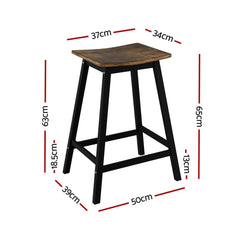 Artiss Bar Stools Set of 2 Kitchen Counter Stools Wooden Industrial Rustic Brown