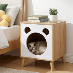 Artiss Cat Nest Bedside Table Solid Wood