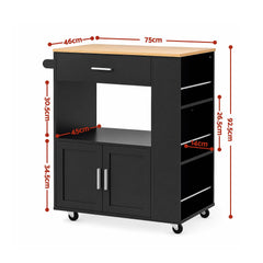 Artiss Kitchen Island Trolley Rolling Serving Cart Storage Cart Shelf Towel Rack