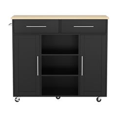 Artiss Kitchen Island Trolley Rolling Serving Cart Storage Drawer Cabinet 100cm Black