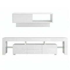 Artiss LED TV Unit & Coffee Table Set Storage Cabinet White