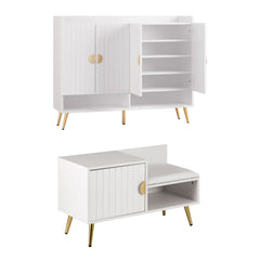 Artiss Shoe Cabinet Bench Set Adjustable Shelf Hallway Living Room White