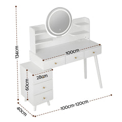 Artiss Dressing Table Vanity Desk LED Charging Station White