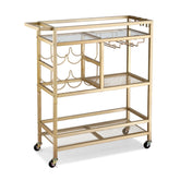 Artiss Bar Cart Drinks Trolley Serving Wine Rack Glass Holder 3 Hooks 72cm Gold