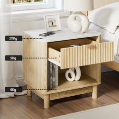 Artiss Bedside Table Nightstand 1 Drawer Shelves Pine