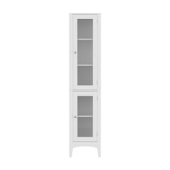 Artiss 2X Bathroom Storage Cabinet 160cm Tall Slim Floor Cupboard Toilet Glass Door White