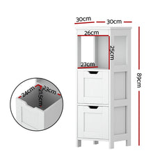 Artiss Bathroom Storage Cabinet 89cm Floor Toilet Drawer Bedroom Organizer Standing White