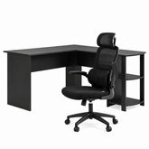 Artiss Office Desk and Chair Set L Shaped Computer Desk 136cm with 2 Tier