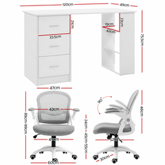 Artiss Computer Desk & Ergonomic Office Chair Set 120cm Home Office Study Desk