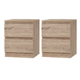 Artiss 2x Bedside Table 2 Drawers - PEPE Oak