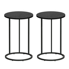Artiss C Shaped End Table Set of 2 Coffee Table Side Table Round Black
