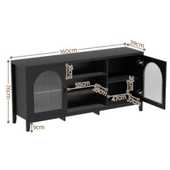 Artiss Buffet Sideboard Shelves Double Doors - Black