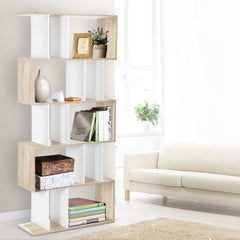 Artiss Bookshelf 6 Tiers - RITA White and Oak