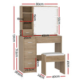 Artiss Dressing Table Set Stool 10 Led Bulbs Wood