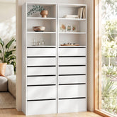 Artiss 2x Chest of 6 Drawers Tallboy Cabinet Adjustable Shelf White