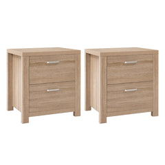 Artiss Set of 2 Bedside Table 2 Drawers - MAXI Pine
