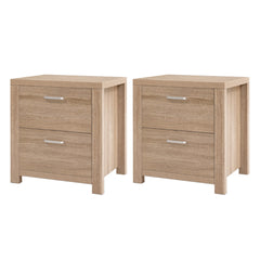 Artiss Set of 2 Bedside Table 2 Drawers - MAXI Pine