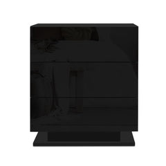 Artiss Set of 2 Bedside Table LED 3 Drawers - MORI Black
