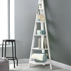 Artiss Bookshelf Corner Shelf 5 Tiers - CANE White