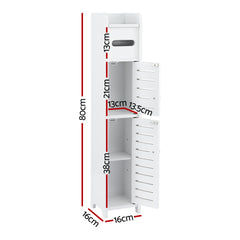 Artiss 2x Bathroom Storage Cabinet 3-Tier Toilet Paper Holder Organizer White